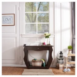 Coralli Modern Cut Out Sofa Table Walnut - HOMES: Inside + Out -Cheap Homes Inside Out Store GUEST 059225fc 35b0 465b 849d 38d8ebaf4ec6