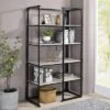 72.25" Havano 4 Shelf Open Industrial Bookcase Matte Black/Light Gray - HOMES: Inside + Out