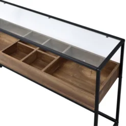 Reattie Glass Top Entryway Table Brown/Matte Black - HOMES: Inside + Out -Cheap Homes Inside Out Store GUEST 15810381 9d66 4516 bc3e 5f9b148b44f3