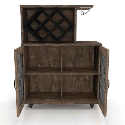 Morse Farmhouse Mobile Wine Cabinet Reclaimed Oak - HOMES: Inside + Out 5 Morse Farmhouse Mobile Wine Cabinet Reclaimed Oak - HOMES: Inside + Out - Image 5