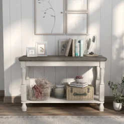 Philoree Farmhouse Console Table Antique White - HOMES: Inside + Out