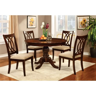 Round Table Top With Pedestal Dining Table Wood/Brown Cherry - HOMES: Inside + Out 1 Round Table Top With Pedestal Dining Table Wood/Brown Cherry - HOMES: Inside + Out