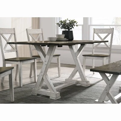 6pc Calton Farmhouse Dining Set With Bench Chestnut - HOMES: Inside + Out 2 6pc Calton Farmhouse Dining Set With Bench Chestnut - HOMES: Inside + Out - Image 2