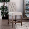 2pk Brandta Button Tufted Counter Height Barstool Beige/Rustic Oak - HOMES: Inside + Out
