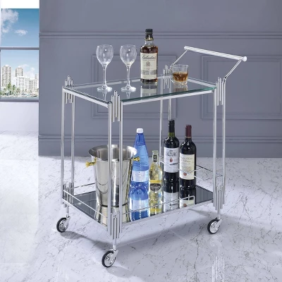 Starrett 2 Tier Metal Serving Cart Chrome - HOMES: Inside + Out 1 Starrett 2 Tier Metal Serving Cart Chrome - HOMES: Inside + Out