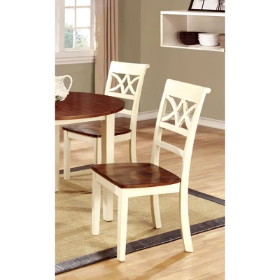Set Of 2 Lanfield Country Style Back Design Side Chair Vintage White/Cherry - HOMES: Inside + Out 1 Set Of 2 Lanfield Country Style Back Design Side Chair Vintage White/Cherry - HOMES: Inside + Out