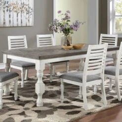 78" Cambrien Rustic Two-Tone Dining Table Antique White/Gray - HOMES: Inside + Out