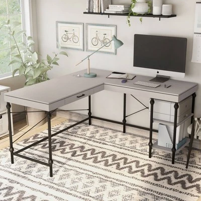59" Gulnora L Shaped Desk With USB Power Ports - HOMES: Inside + Out 7 59" Gulnora L Shaped Desk With USB Power Ports - HOMES: Inside + Out - Image 7
