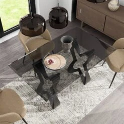58" Poppy Hill Modern Rectangle Glass Top Dining Table Black/Gray - HOMES: Inside + Out -Cheap Homes Inside Out Store GUEST 26d05a9b 351e 4c1f 8fb3 ab6975129ea5