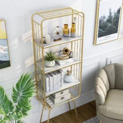71" Jasper 5 Shelf Glam Bookcase Gold - HOMES: Inside + Out -Cheap Homes Inside Out Store GUEST 2a2c6852 40b2 4ffe b60e ec536c0c6d4e