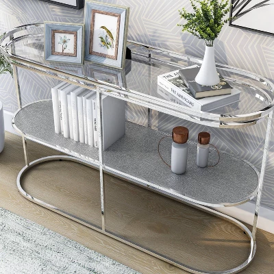 Yarmuth Glam 1 Shelf Sofa Table Chrome - HOMES: Inside + Out 3 Yarmuth Glam 1 Shelf Sofa Table Chrome - HOMES: Inside + Out - Image 3
