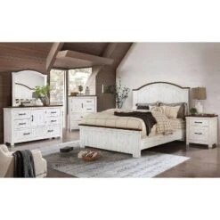 2pc Queen Willow Rustic Bedroom Set Distressed White/Walnut - HOMES: Inside + Out -Cheap Homes Inside Out Store GUEST 2ce6d5b5 a423 469c ba96 88d434f505f4