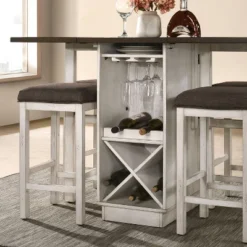 5pc Holmseth Drop Leaf Counter Height Dining Set With Wine Rack Dark Walnut/Antique White - HOMES: Inside + Out -Cheap Homes Inside Out Store GUEST 359ae422 ff5c 4f37 8fe6 1512b6a67bd7