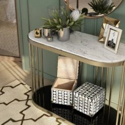 Solstice Glam Entryway Table Antique Brass - HOMES: Inside + Out -Cheap Homes Inside Out Store GUEST 37043ff2 6ca4 431a 8165 8023a1bdb845