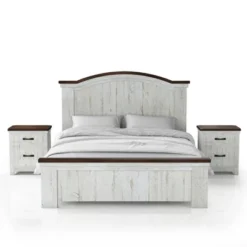 3pc Willow Rustic Bedroom Set With 2 Nightstands Distressed White/Walnut - HOMES: Inside + Out -Cheap Homes Inside Out Store GUEST 3f30f2db a4ec 405e a596 3749761e551f