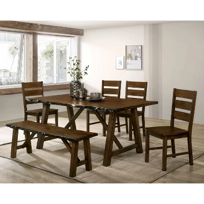 Lyoth Bench With Live Edge Wooden Seat Walnut - HOMES: Inside + Out 2 Lyoth Bench With Live Edge Wooden Seat Walnut - HOMES: Inside + Out - Image 2