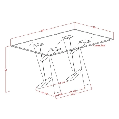 58" Darrah Modern Rectangle Glass Top Dining Table Black/Clear - HOMES: Inside + Out 8 58" Darrah Modern Rectangle Glass Top Dining Table Black/Clear - HOMES: Inside + Out - Image 8