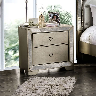 Schulich 2 Drawer Nightstand Champagne - HOMES: Inside + Out 1 Schulich 2 Drawer Nightstand Champagne - HOMES: Inside + Out