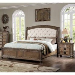 3pc Lellen Bedroom Set With 2 Nightstands Beige/Rustic Natural Tone - HOMES: Inside + Out