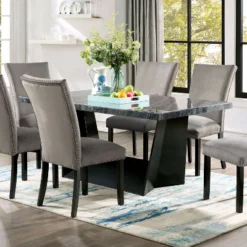 70" Westlie Rectangular Genuine Marble Top Dining Table Gray/Black - HOMES: Inside + Out