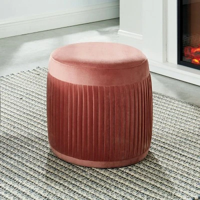 Darby Welt Trim Ottoman Pink - HOMES: Inside + Out 1 Darby Welt Trim Ottoman Pink - HOMES: Inside + Out