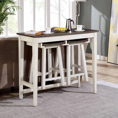 3pc Helbrana Bar Height Dining Set White/Gray - HOMES: Inside + Out 1 3pc Helbrana Bar Height Dining Set White/Gray - HOMES: Inside + Out