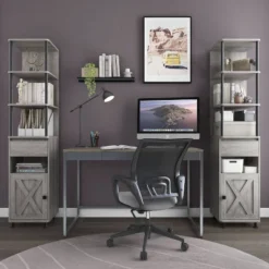 3pc Clander TV Stand And Bookcase Tower Set Vintage Gray Oak - HOMES: Inside + Out -Cheap Homes Inside Out Store GUEST 5c982645 6459 4c0c 99df 833d9aa60c80