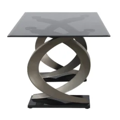 58" Gleneagles Modern Rectangle Glass Top Dining Table Gray/Champagne/Black - HOMES: Inside + Out -Cheap Homes Inside Out Store GUEST 5e2d1a5e 7be8 4601 8a0b 400383e3603e