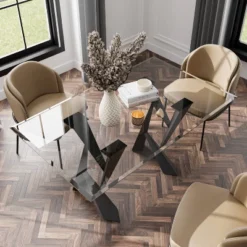 58" Darrah Modern Rectangle Glass Top Dining Table Black/Clear - HOMES: Inside + Out 10 58" Darrah Modern Rectangle Glass Top Dining Table Black/Clear - HOMES: Inside + Out -Cheap Homes Inside Out Store GUEST 67033ac7 04be 48a3 adc0 1d9df1b1b2cb