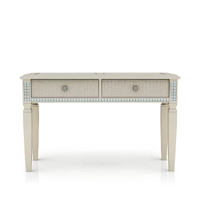 Riverbank Sofa Table With Tempered Glass Silver - HOMES: Inside + Out 3 Riverbank Sofa Table With Tempered Glass Silver - HOMES: Inside + Out - Image 3
