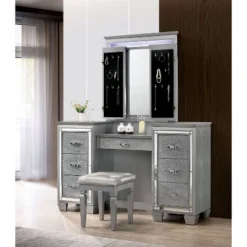 2pc Mallery Vanity Set With Stool Silver - HOMES: Inside + Out -Cheap Homes Inside Out Store GUEST 69d228ee f11a 4910 b1ae 020b1005486c