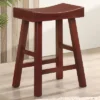 Set Of 2 24" Lille Seat Height Saddle Stools Dark Cherry - HOMES: Inside + Out