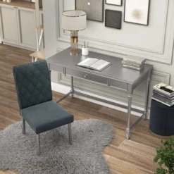 2pc Singger Writing Desk With Chair Gray - HOMES: Inside + Out -Cheap Homes Inside Out Store GUEST 71150932 5aab 46fc 8938 81ddac3b805e