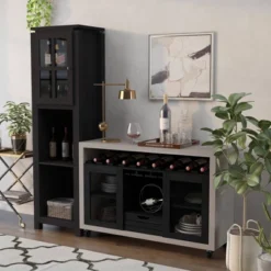 2pc Torrey Multi Storage Buffet And Bar Tower Set Black/Cement - HOMES: Inside + Out -Cheap Homes Inside Out Store GUEST 723ab39c 73eb 4cb2 b9b7 682ed11db503