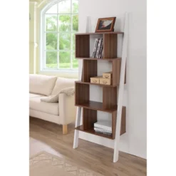 Ascencio Ladder Bookshelf And Display Case White/Walnut  - HOMES: Inside + Out