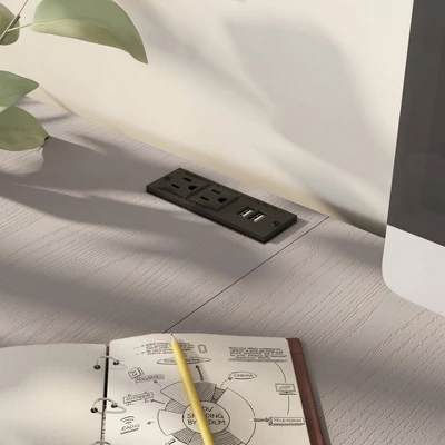 59" Gulnora L Shaped Desk With USB Power Ports - HOMES: Inside + Out 8 59" Gulnora L Shaped Desk With USB Power Ports - HOMES: Inside + Out - Image 8