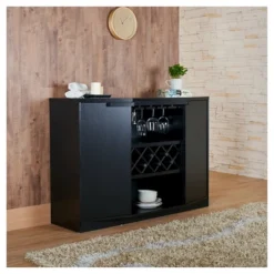 Rosio Transitional Criss Cross Wine Storage Dining Buffet Black - HOMES: Inside + Out -Cheap Homes Inside Out Store GUEST 83a61cc8 0032 425c 94be 85dd2c4b2896