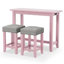 3pc Rockland Dining Set With USB Plug Antique Pink - HOMES: Inside + Out -Cheap Homes Inside Out Store GUEST 8bd7f085 940d 40a3 9f55 a648778b77d1