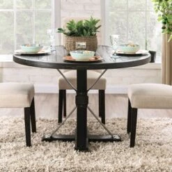 Greiger Round Dining Table Black - HOMES: Inside + Out