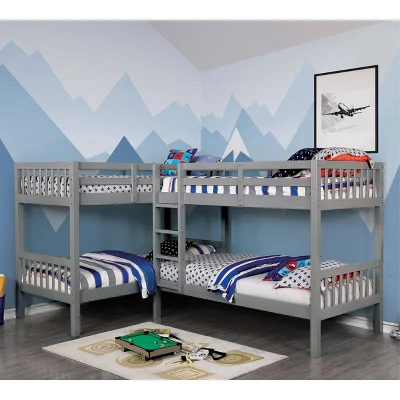 HOMES: Inside + Out Quadruple Twin Kids' Martell Bunk Bed Gray - IoHOMES 1 HOMES: Inside + Out Quadruple Twin Kids' Martell Bunk Bed Gray - IoHOMES
