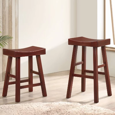 Set Of 2 24" Lille Seat Height Saddle Stools Dark Cherry - HOMES: Inside + Out 2 Set Of 2 24" Lille Seat Height Saddle Stools Dark Cherry - HOMES: Inside + Out - Image 2
