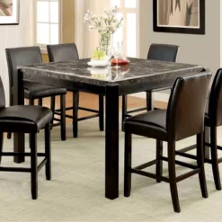 HOMES: Inside + Out Bailey II Marble Top Counter Height Dining Table - Black