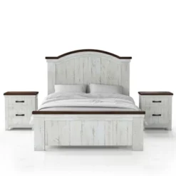 3pc Willow Rustic Bedroom Set With 2 Nightstands Distressed White/Walnut - HOMES: Inside + Out -Cheap Homes Inside Out Store GUEST 9f0f4443 b3a9 4d75 9ed5 43419b4e2371