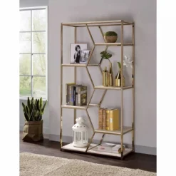 72" Otum 7 Shelf Bookcase Gold - HOMES: Inside + Out