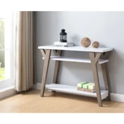 Cheap Homes Inside Out Store 11 Ennis Transitional Console Table White/Distressed Taupe - HOMES: Inside + Out