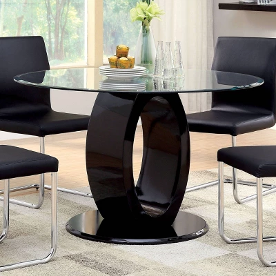 Spearelton Oval Pedestal Round Dining Table Black - HOMES: Inside + Out 1 Spearelton Oval Pedestal Round Dining Table Black - HOMES: Inside + Out