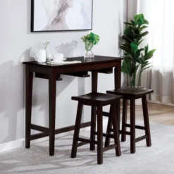 3pc Helbrana Bar Height Dining Set Espresso - HOMES: Inside + Out
