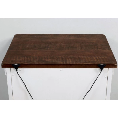 Willow Rustic 3 Drawer Nightstand With USB Plug Distressed White/Walnut - HOMES: Inside + Out 4 Willow Rustic 3 Drawer Nightstand With USB Plug Distressed White/Walnut - HOMES: Inside + Out - Image 4