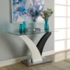 Niessa Contemporary Sofa Table White/Dark Gray/Chrome - HOMES: Inside + Out