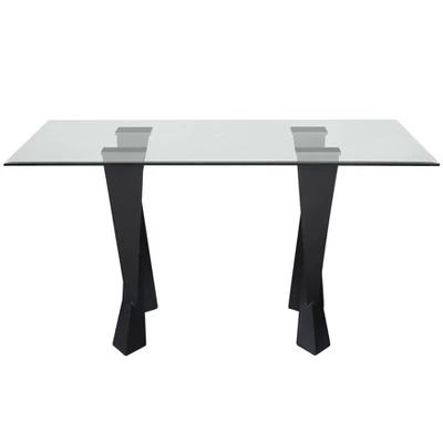 58" Darrah Modern Rectangle Glass Top Dining Table Black/Clear - HOMES: Inside + Out 4 58" Darrah Modern Rectangle Glass Top Dining Table Black/Clear - HOMES: Inside + Out - Image 4